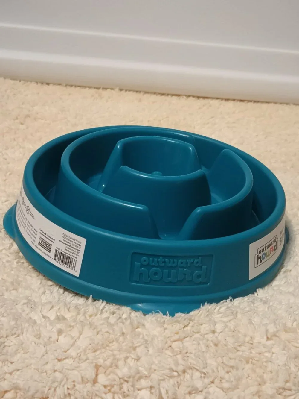 NWT ~ Outward Hound Fun Feeder Slo Bowl – Medium 2‑Cup Capacity, Turquoise Color
